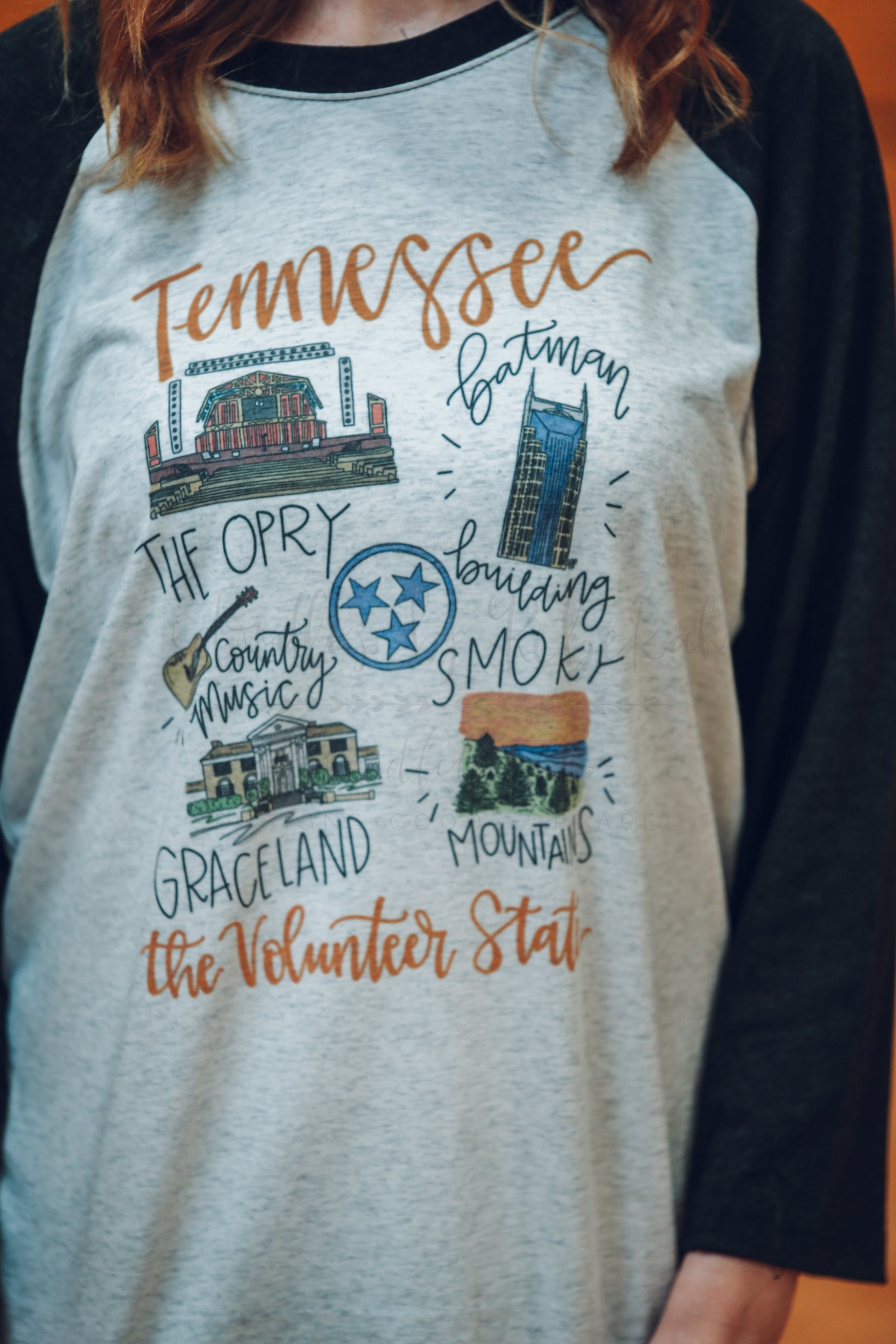Around The Volunteer State Baseball Raglan - Doodles by Rebekah
