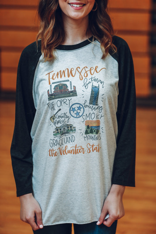 Around The Volunteer State Baseball Raglan - Doodles by Rebekah