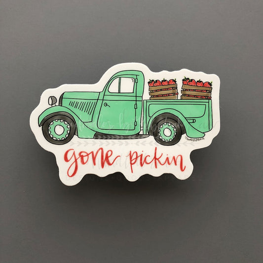 Gone Pickin (Teal) Sticker - Sticker