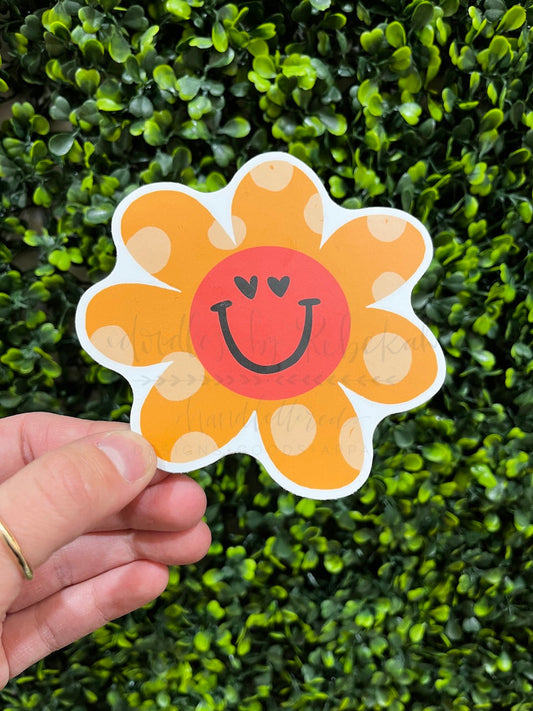 Smiley Face Flower Sticker