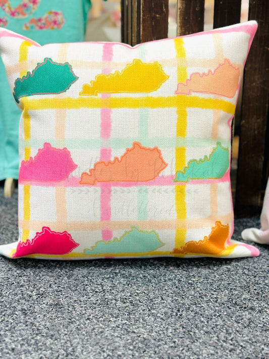 Kentucky Plaid Square Pillow