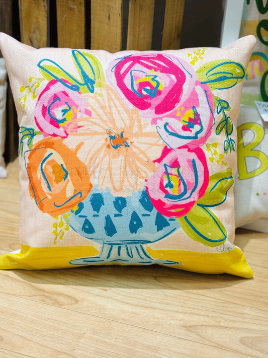 Abstract Floral Bowl Square Pillow