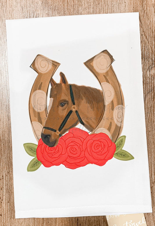 Horseshoe Horse Tea Towel - Tea Towels