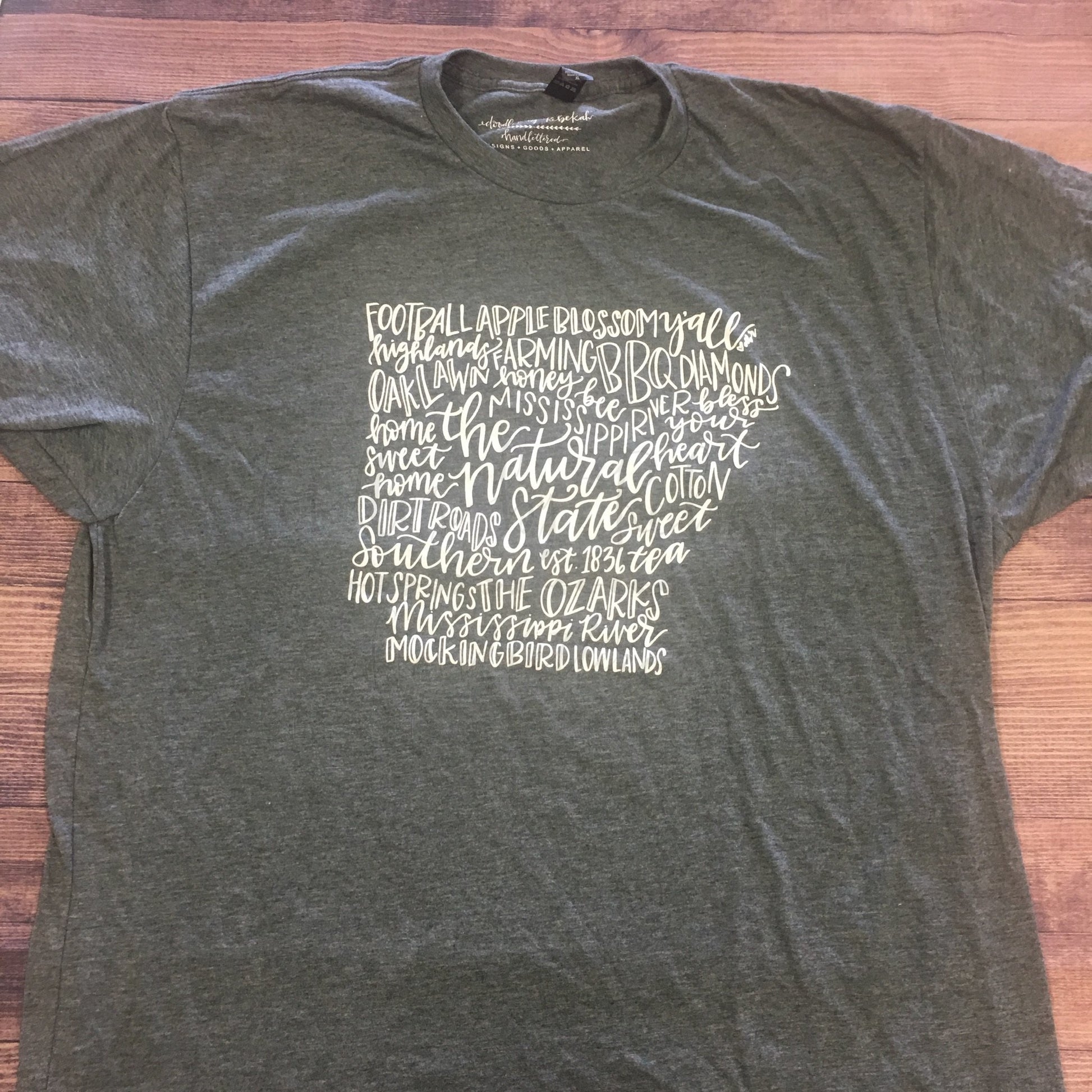 Arkansas Word Art Charcoal Tee - Tees