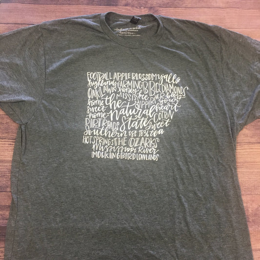 Arkansas Word Art Charcoal Tee - Tees