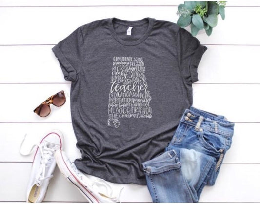 Alabama Teacher Charcoal Tee - Tees