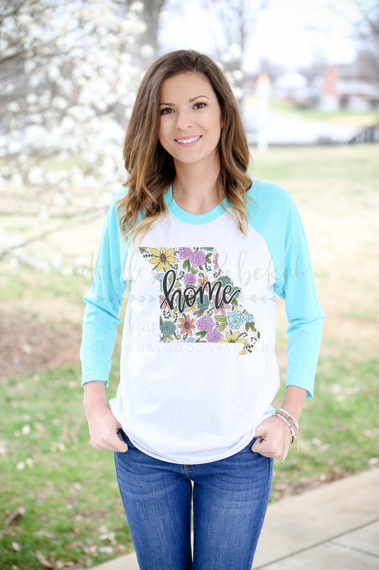 Missouri Floral Raglan - Baseball Tee