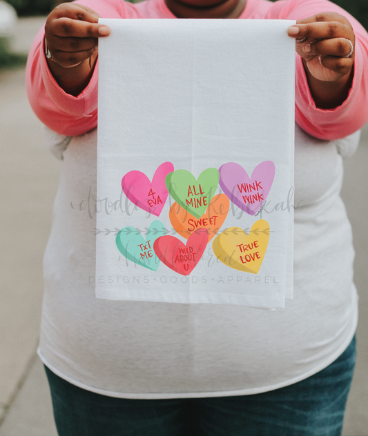 Candy Hearts Tea Towel