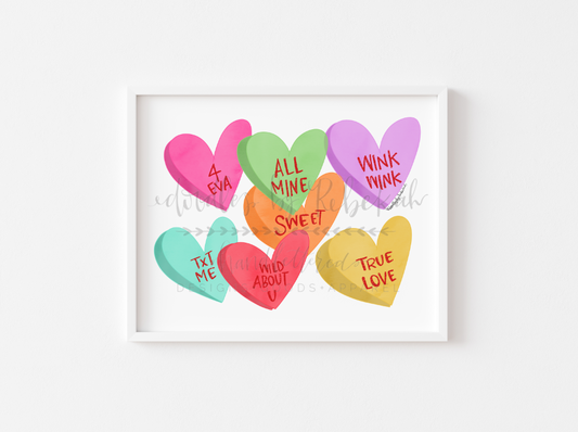 Candy Hearts 8x10 Print