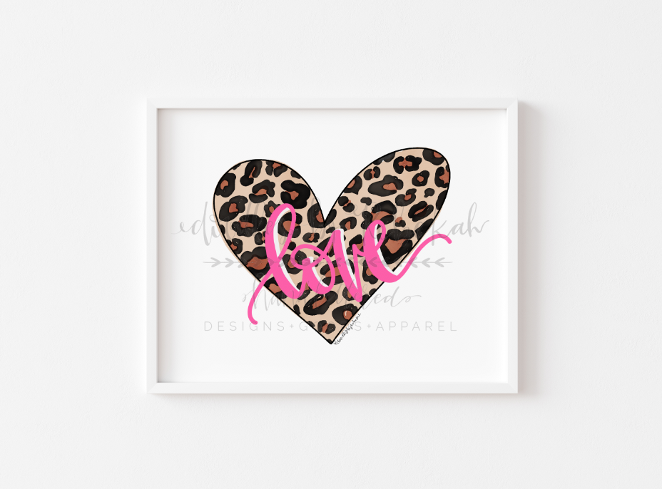 Leopard Print Heart 8x10 Print