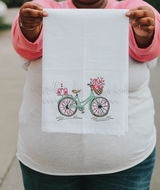Valentine's Bike Tea Towel