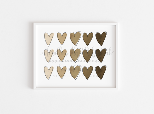 Ombre Hearts 8x10 Print