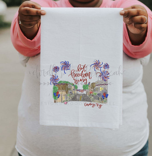 Let Freedom Ring - Cadiz KY Tea Towel - Tea Towels