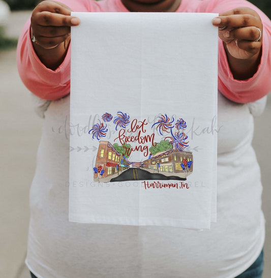Let Freedom Ring - Harriman KY Tea Towel - Tea Towels