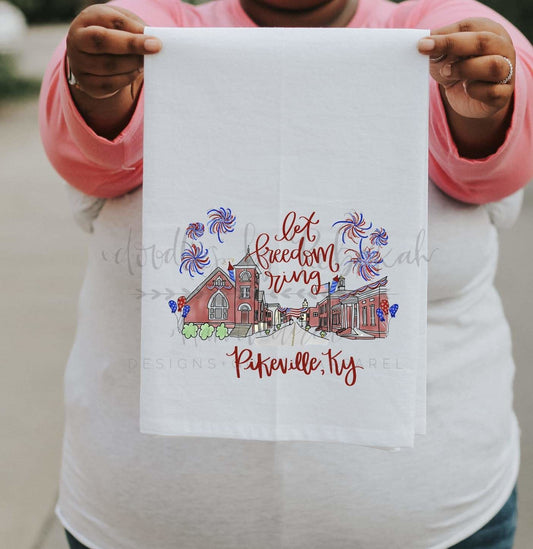 Let Freedom Ring - Pikeville KY Tea Towel - Tea Towels