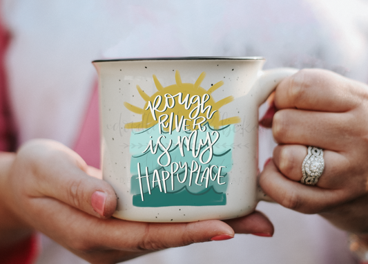 My Happy Place is *Custom Lake Name* Coffee Mug (Vertical Design)