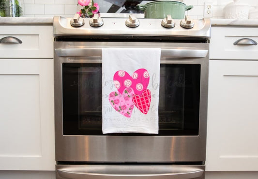 Triple 3 Heart Tea Towel - Tea Towels