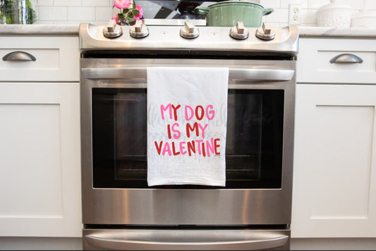 My Dog is my Valentine Tea Towel - Tea Towels