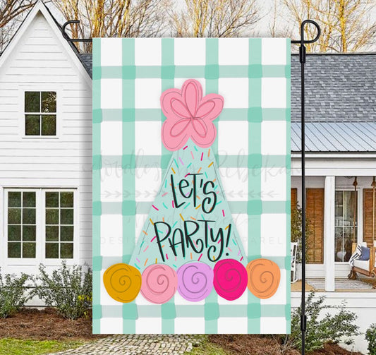 Let's Party Garden Flag