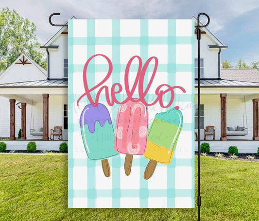 Hello Popsicle Garden Flag