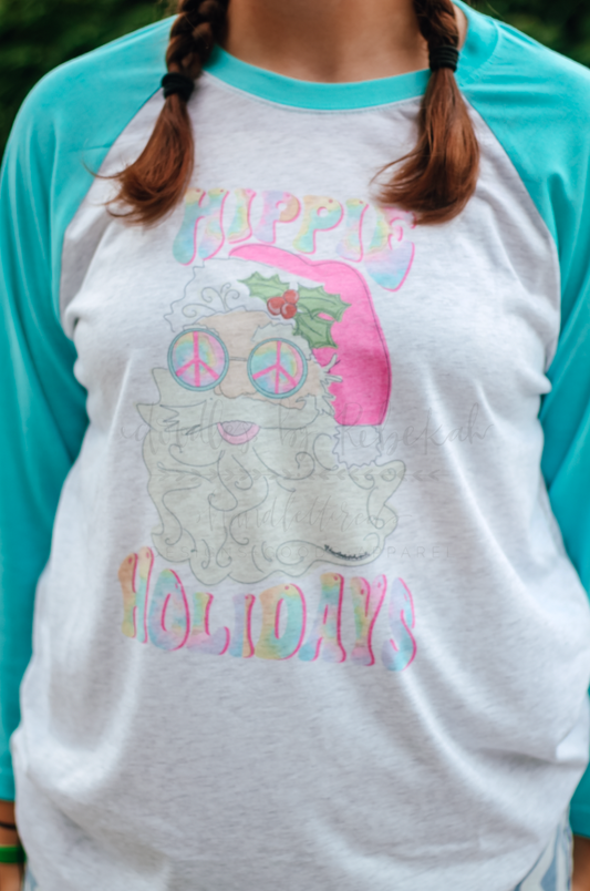Hippie Holidays Santa Raglan