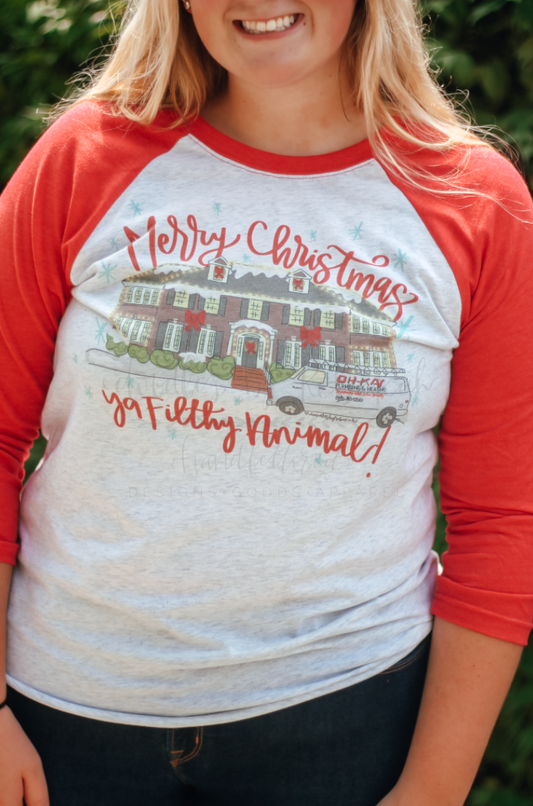 Merry Christmas Ya Filthy Animal! Raglan