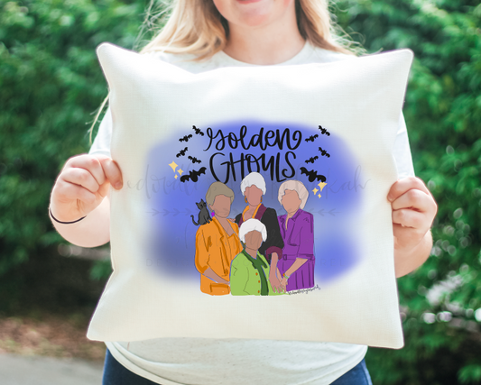 Golden Ghouls Square Pillow