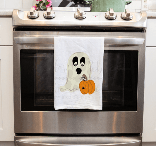Ghost and Pumpkin Tea Towel