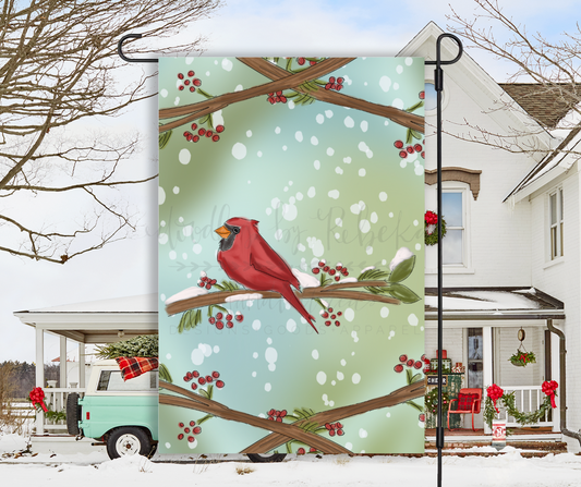 Cardinal In A Tree Garden Flag