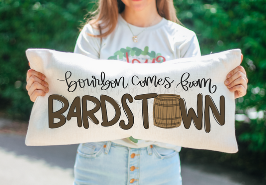 Bourbon Comes From Bardstown Lumbar Pillow