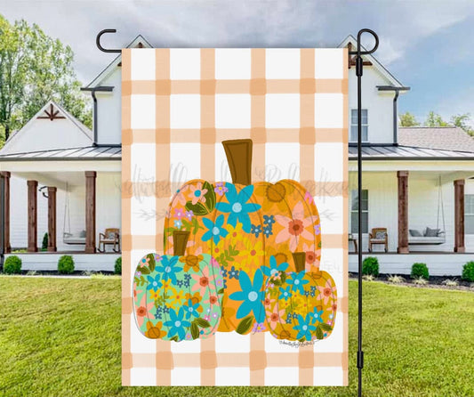 Floral Pumpkin Garden Flag - Garden Flag