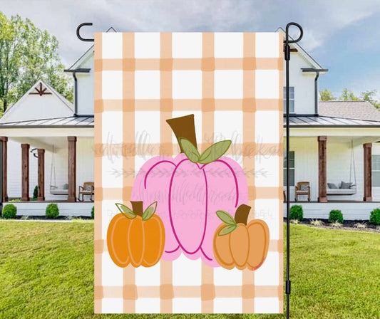 Pumpkin and Plaid Garden Flag - Garden Flag