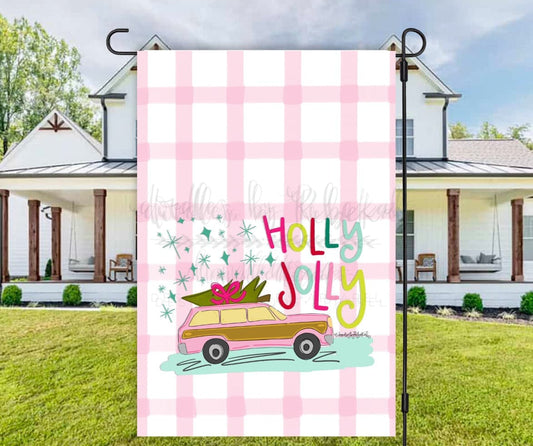 Holly Jolly Plaid Garden Flag - Garden Flag