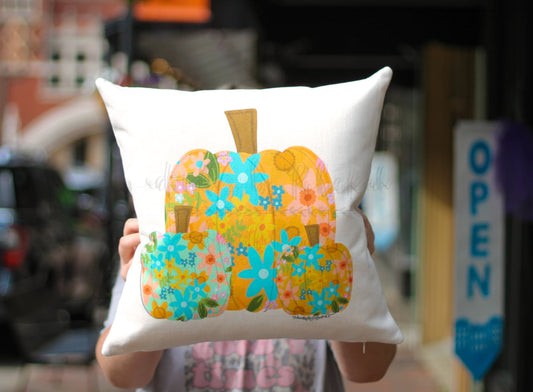 Floral Pumpkin Trio Square Pillow - Pillow