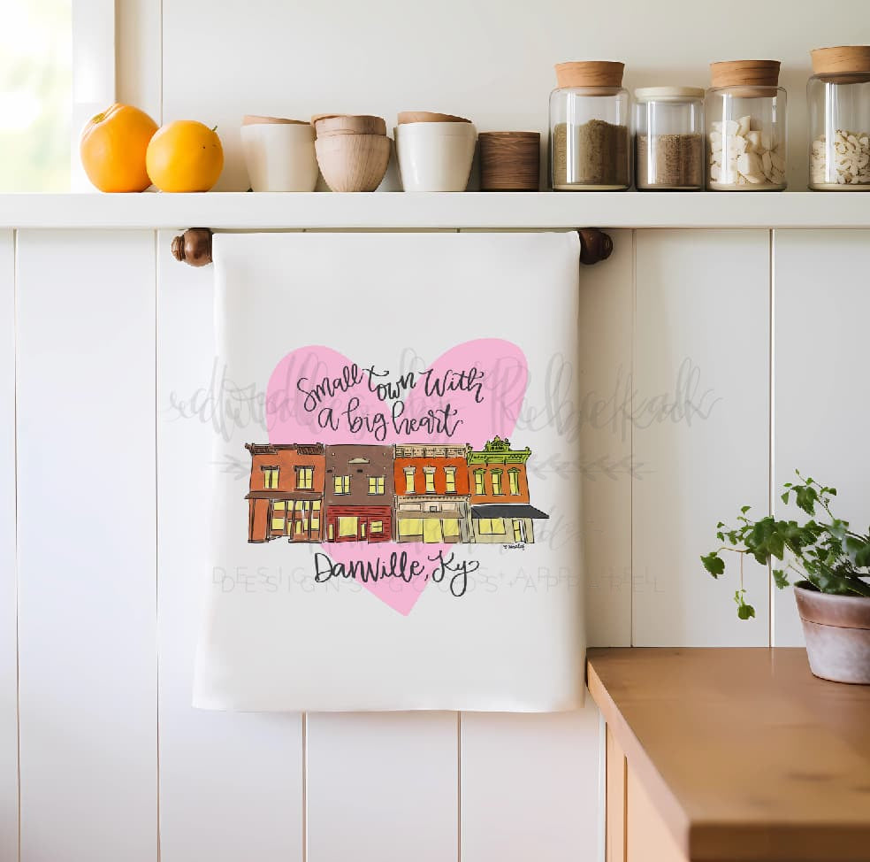 Small Town with a Big Heart - Custom Town Tea Towel - Tea Towels
