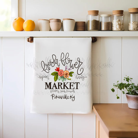 Fresh Flower Market Custom Town Tea Towel - Tea Towels