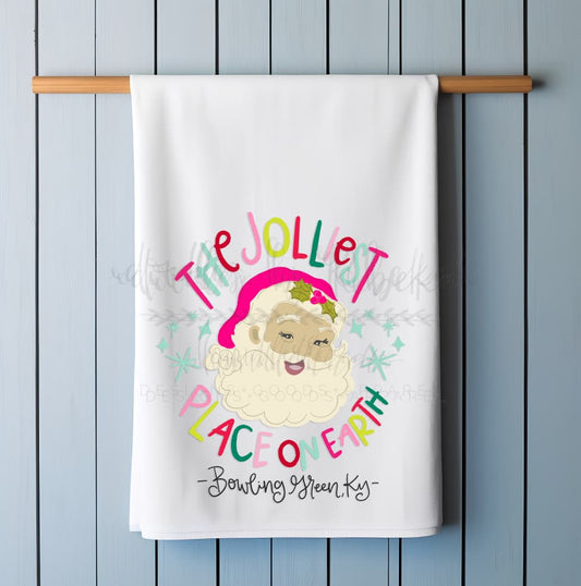 The Jolliest Place on Earth Custom Town Tea Towel - Tea Towels