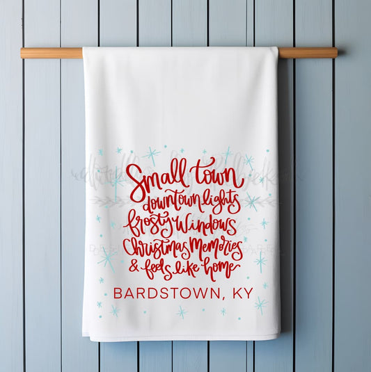 Small Town Christmas Custom Town Tea Towel - Tea Towels