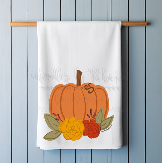 Floral Pumpkin Tea Towel - Tea Towels