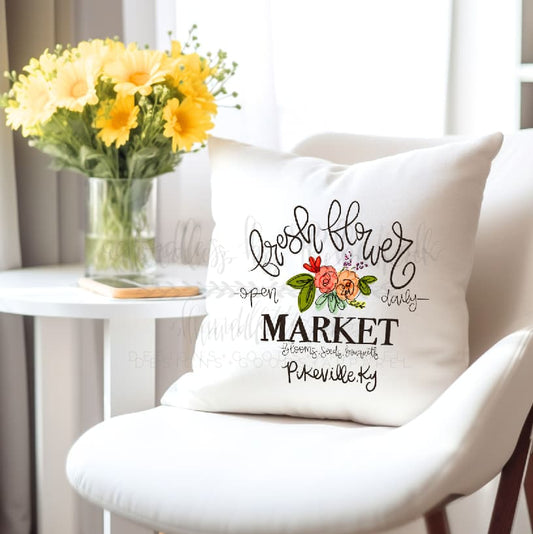 Fresh Flower Market Custom Town Square Pillow - Pillow