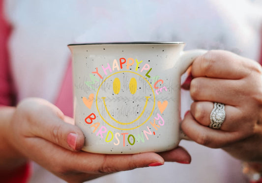 My Happy Place Smiley Custom Town Camper Mug - Coffee Mug