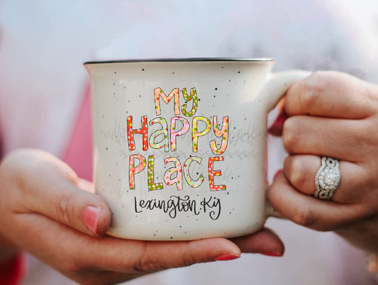 My Happy Place Confetti Custom Town Camper Mug - Coffee Mug