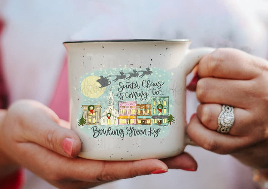 Santa Claus is Coming to Custom Town Camper Mug - Coffee Mug
