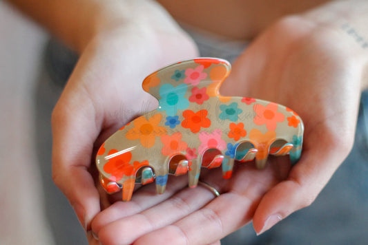 Groovy Floral Claw Clip