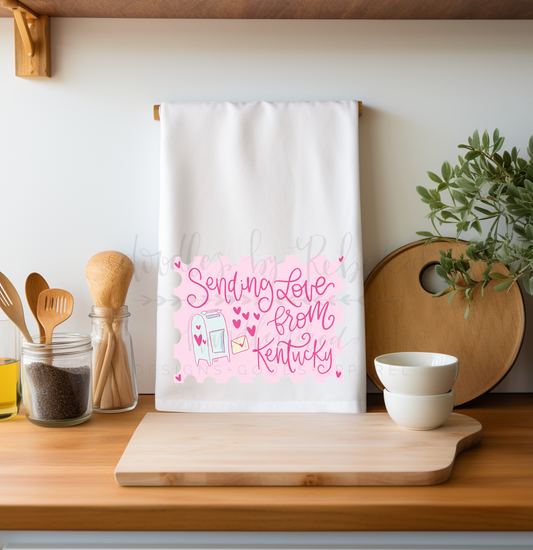 Sending Love From *Custom State* Tea Towel