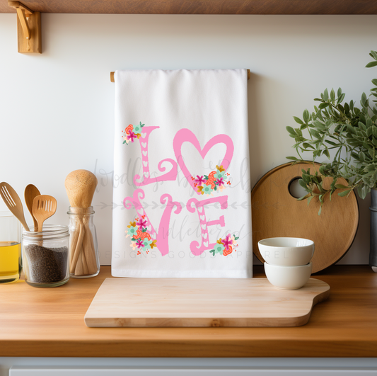 Love Floral Tea Towel