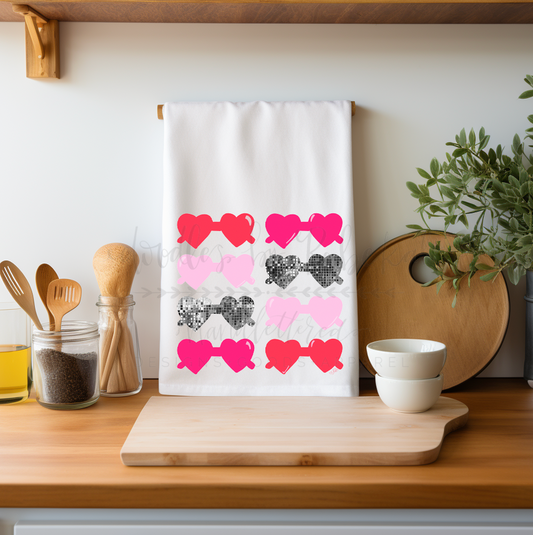 Heart Glasses Tea Towel
