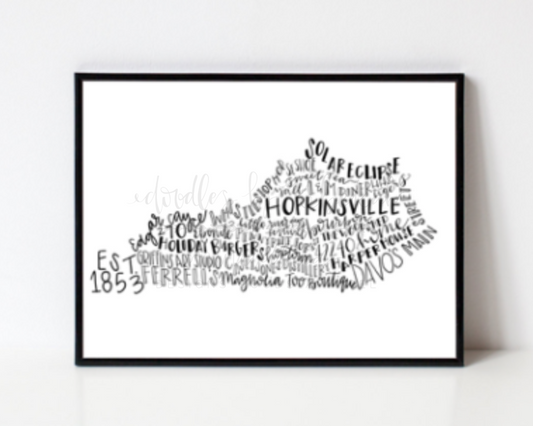 Hopkinsville, KY 8x10 Print - Doodles by Rebekah