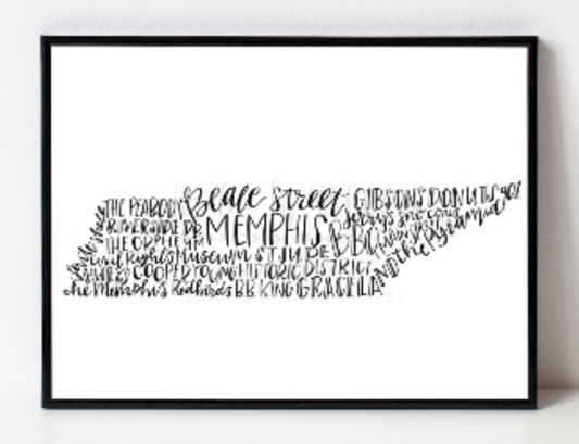 Memphis, TN 8x10 Print - Doodles by Rebekah