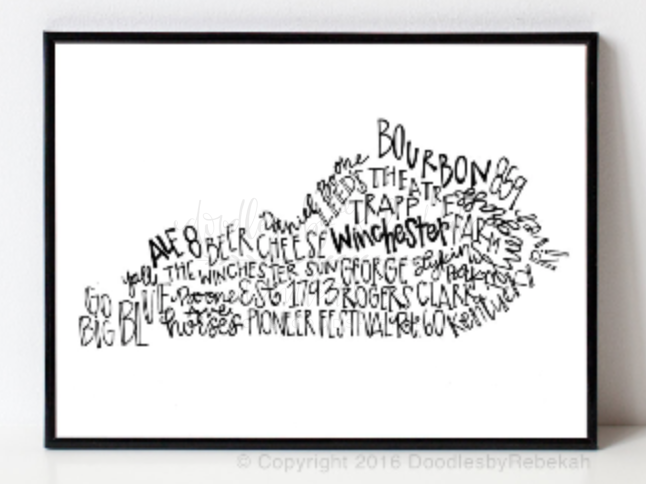 Winchester, KY 8x10 Print - Doodles by Rebekah